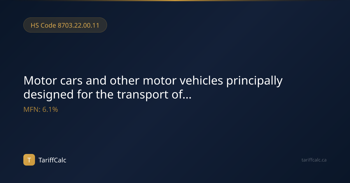 HS Code 8703.22.00.11 - Motor cars and other motor vehicles principally ...